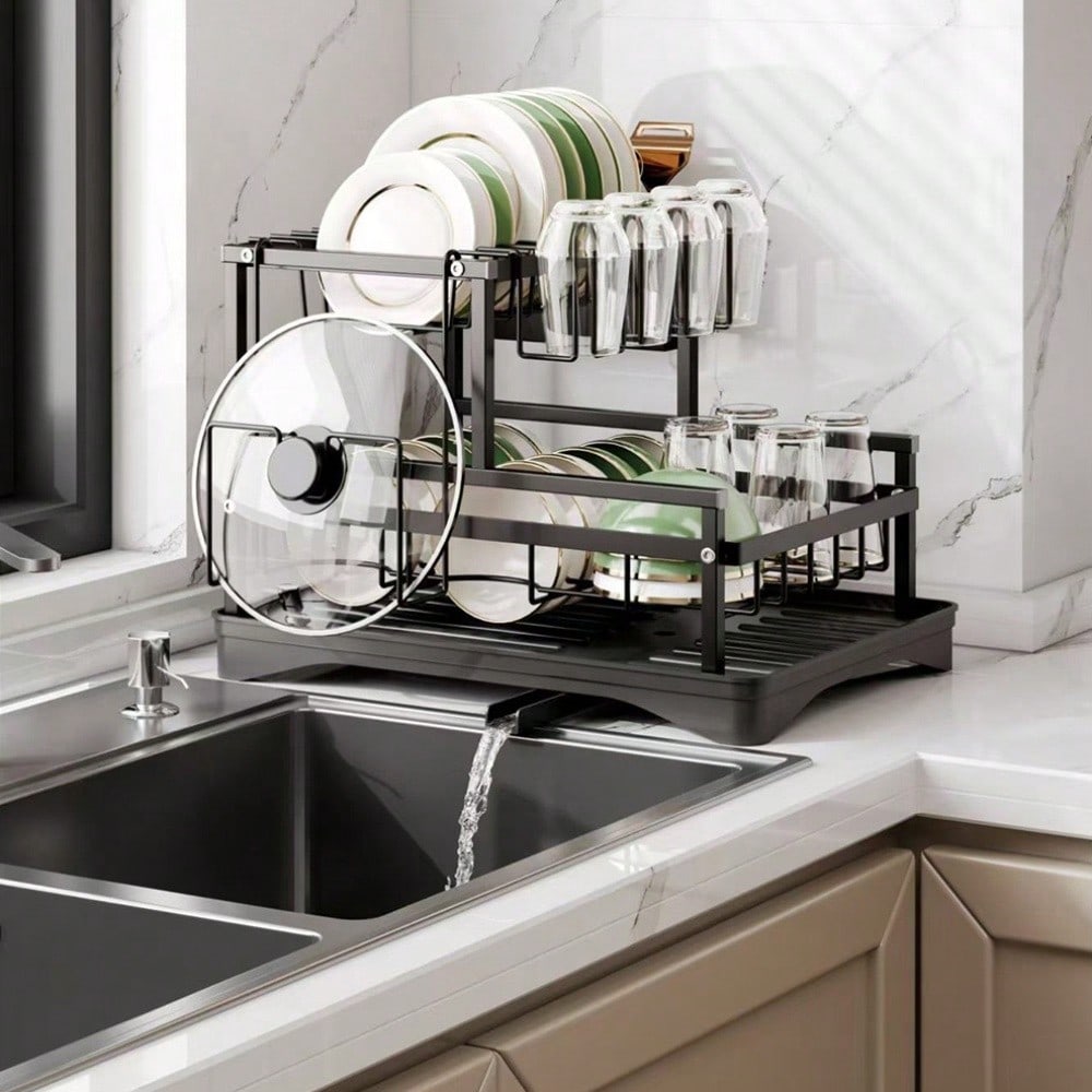 2 Tier Dish Drying Rack With D - Kitchen Appliances Large review and price